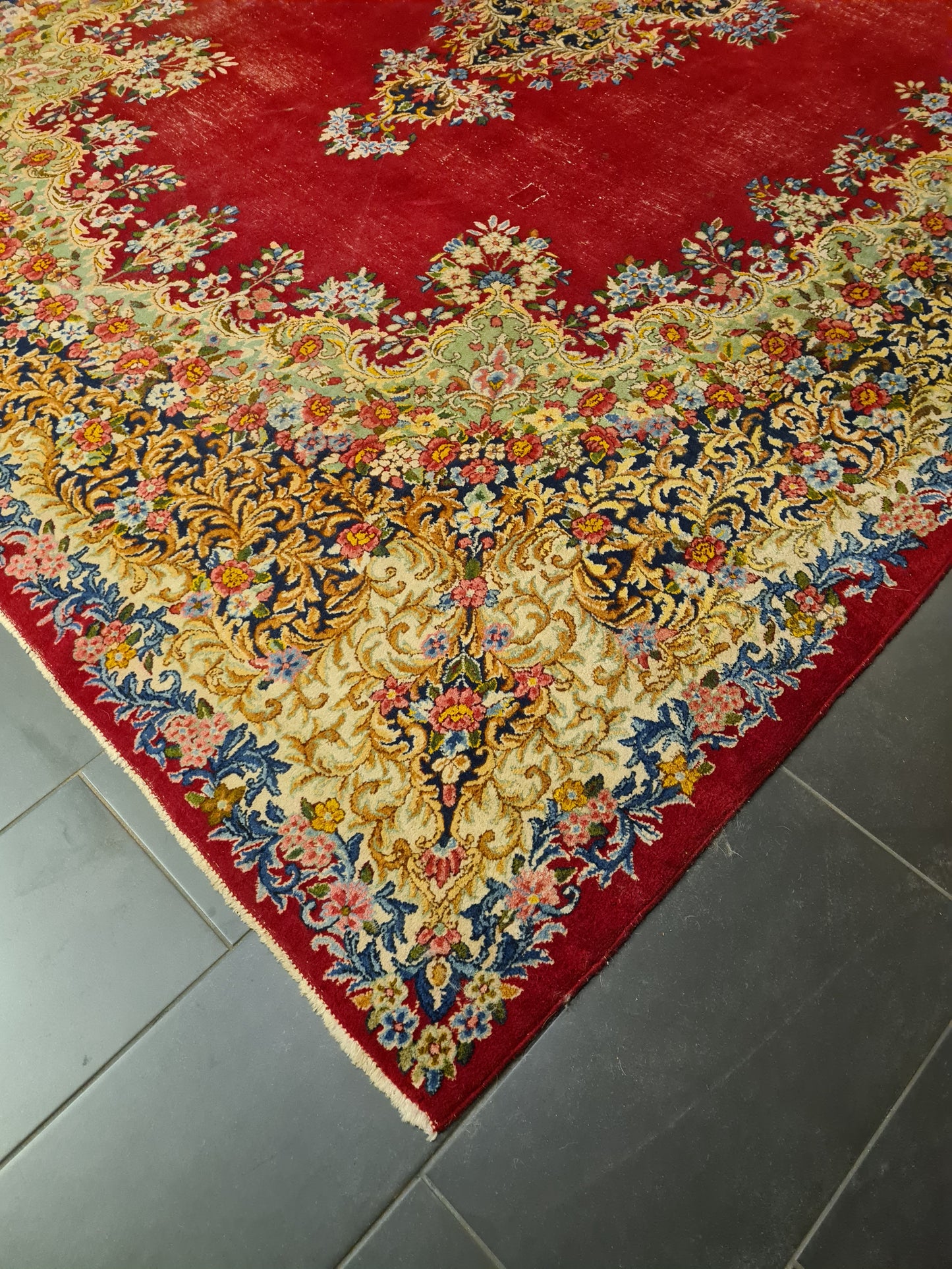 Perserteppich Orientteppich Handgeknüpfter Teppich Laver Kirman 373x267cm