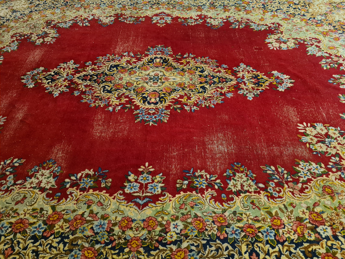 Perserteppich Orientteppich Handgeknüpfter Teppich Laver Kirman 373x267cm