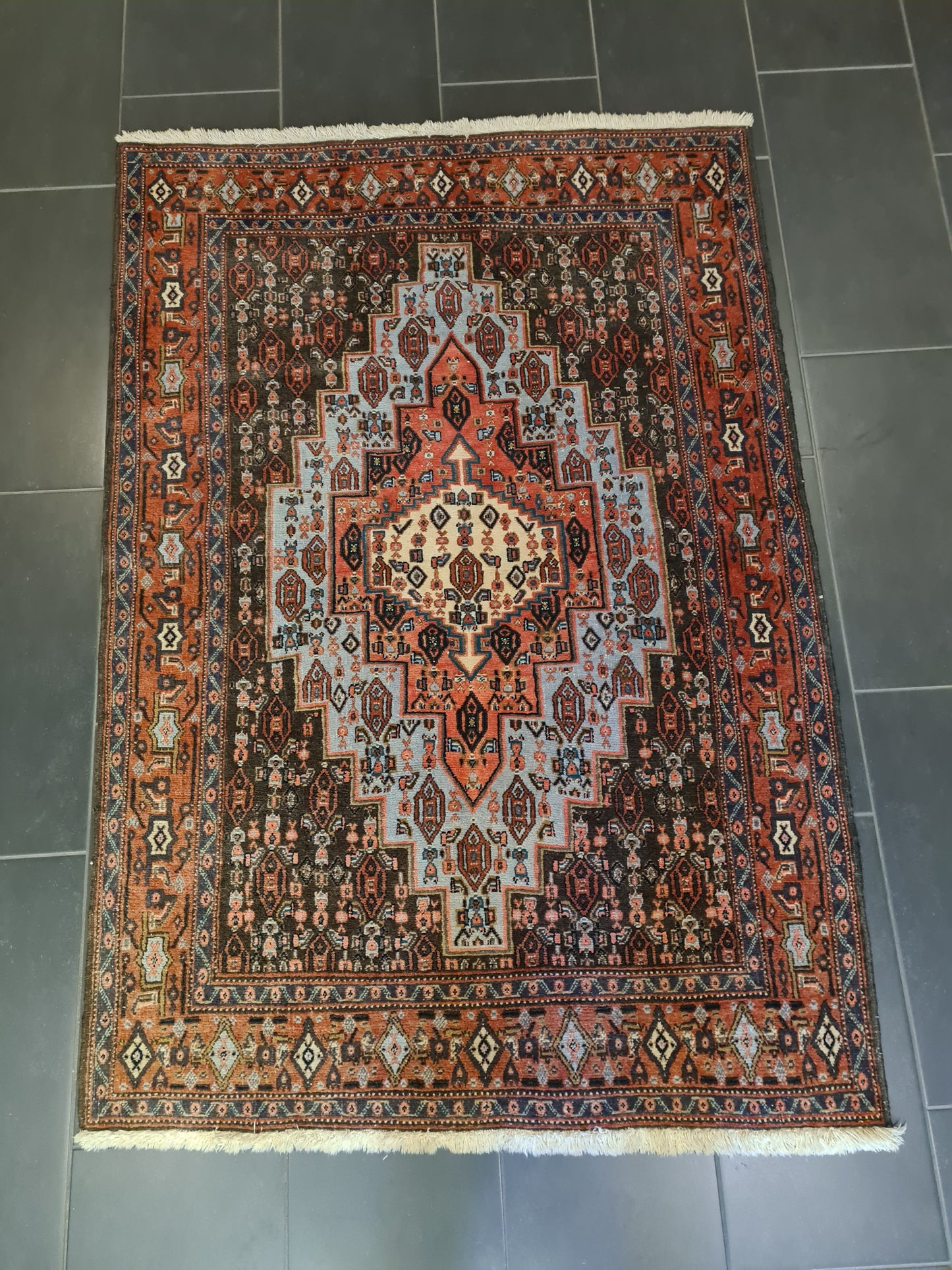 Perserteppich Orientteppich Handgeknüpfter Teppich Senneh Bidjar 170x116cm