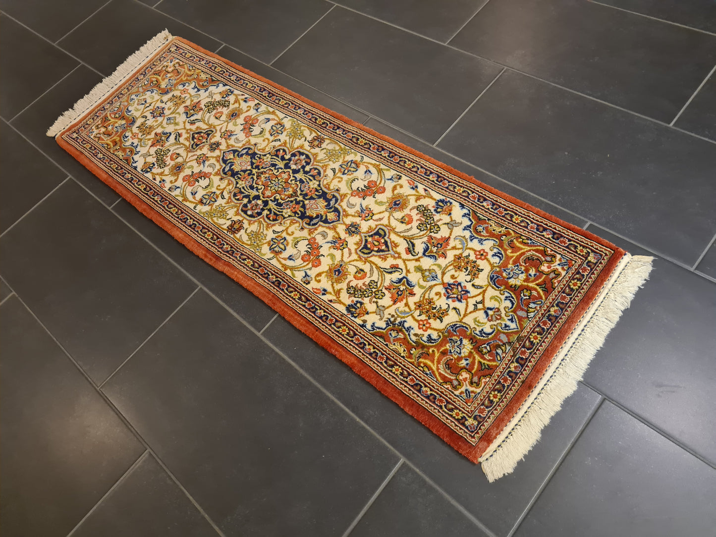 Perserteppich Orientteppich Handgeknüpfter Teppich Ghoum Läufer 152x51cm