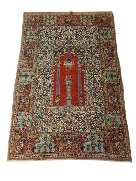 Perserteppich Orientteppich Handgeknüpfter Teppich Keshan antik 209x139cm