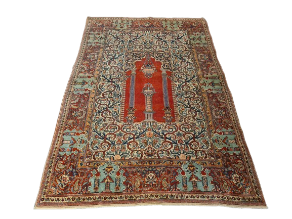 Perserteppich Orientteppich Handgeknüpfter Teppich Keshan antik 209x139cm