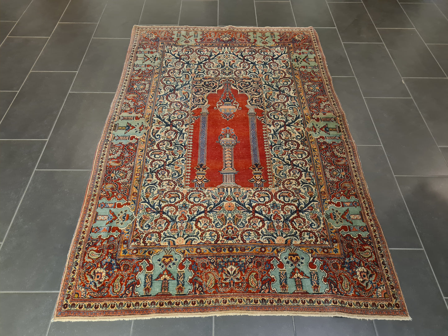 Perserteppich Orientteppich Handgeknüpfter Teppich Keshan antik 209x139cm