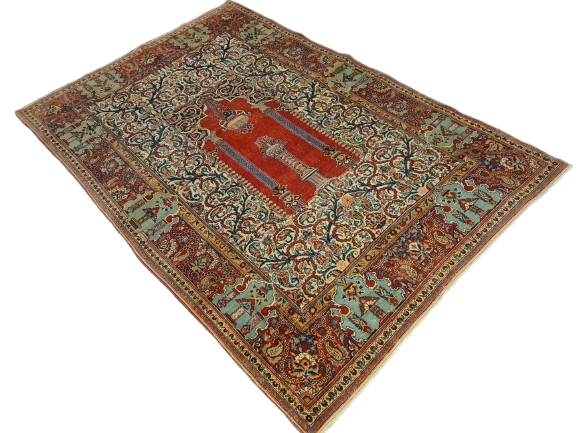 Perserteppich Orientteppich Handgeknüpfter Teppich Keshan antik 209x139cm