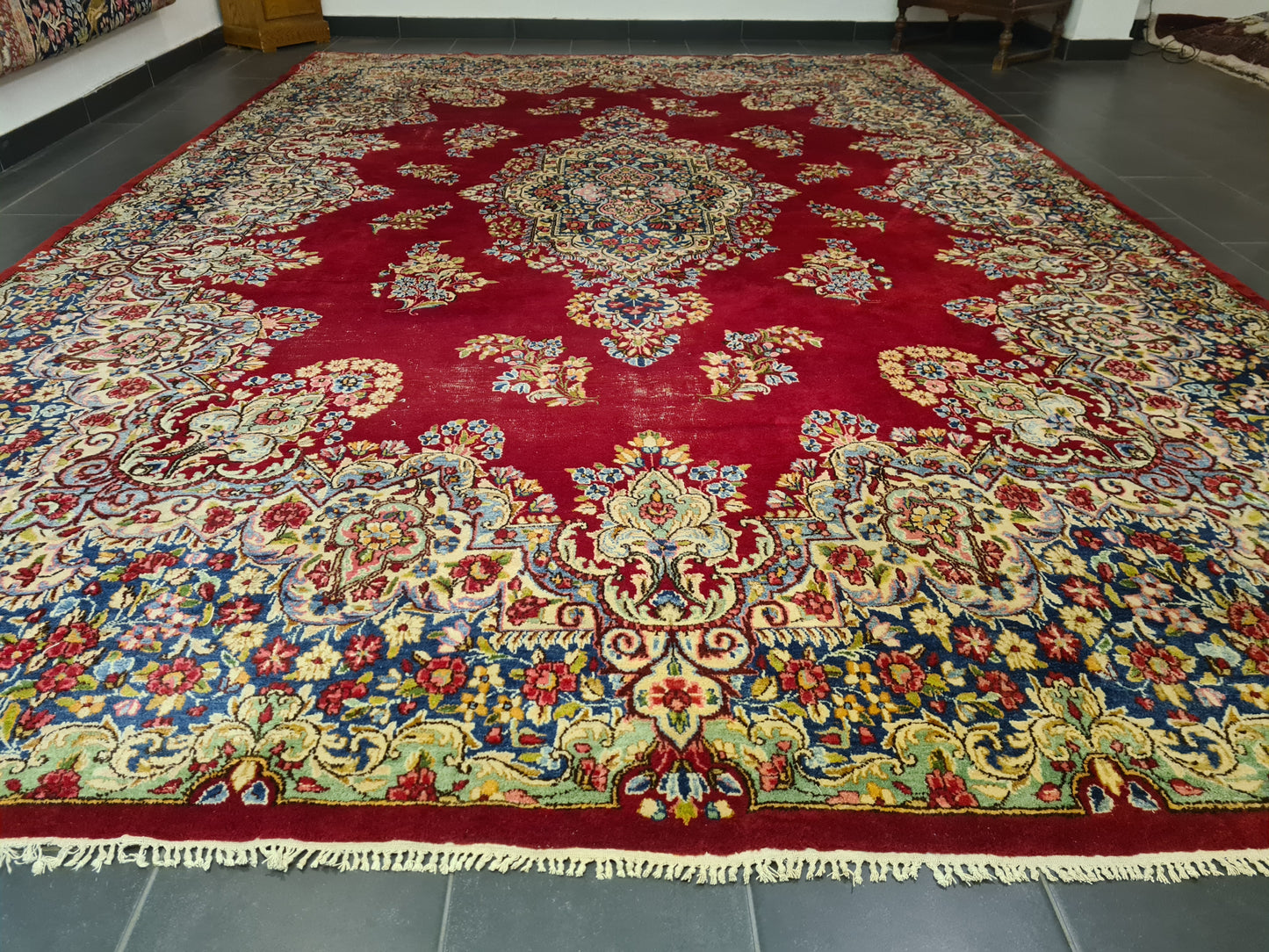 Perserteppich Orientteppich Handgeknüpfter Teppich Kirman Laver 440x300cm