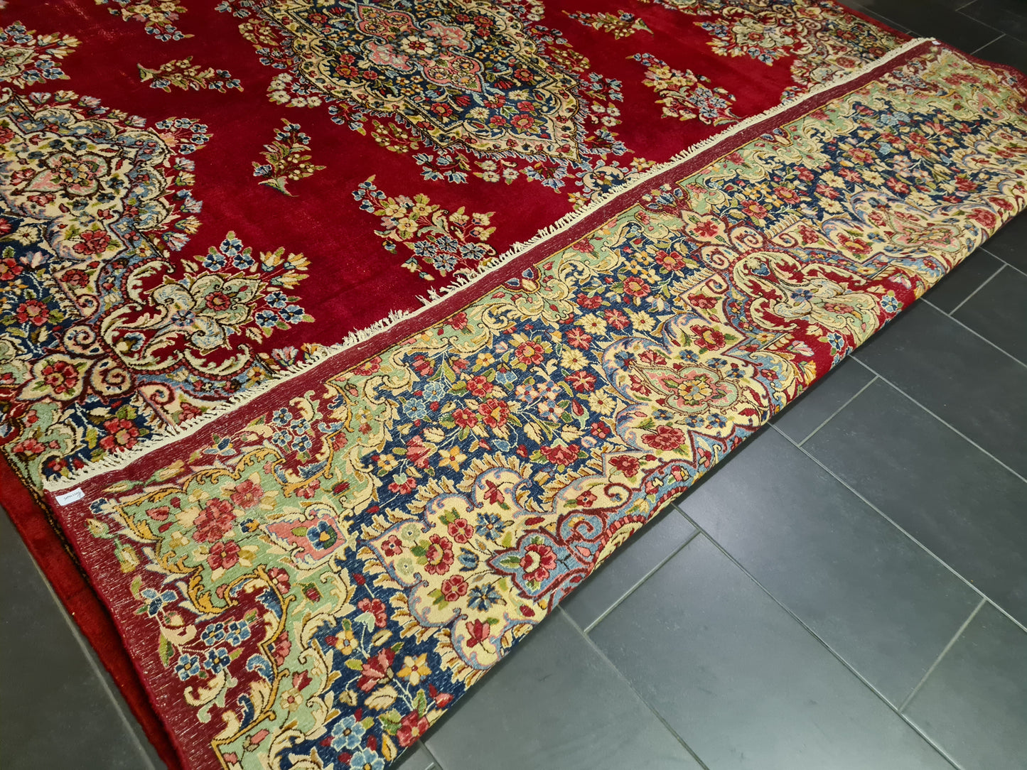 Perserteppich Orientteppich Handgeknüpfter Teppich Kirman Laver 440x300cm