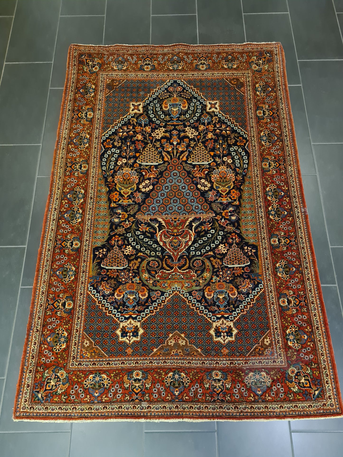 Perserteppich Orientteppich Handgeknüpfter Teppich Keshan antik 210x137cm