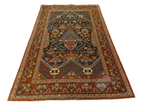 Perserteppich Orientteppich Handgeknüpfter Teppich Keshan antik 210x137cm