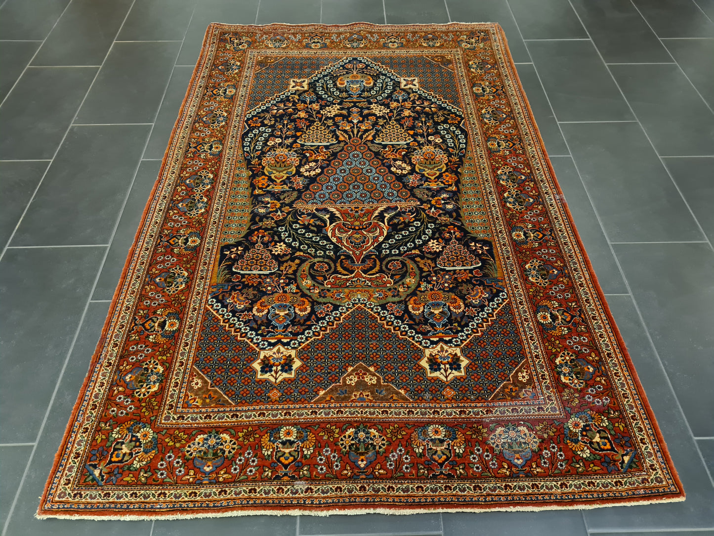 Perserteppich Orientteppich Handgeknüpfter Teppich Keshan antik 210x137cm