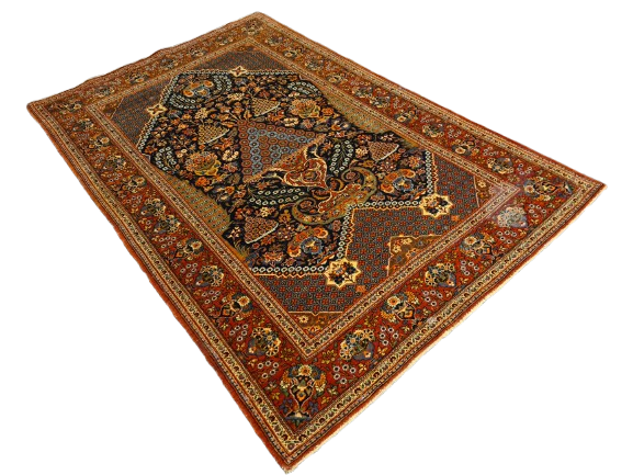 Perserteppich Orientteppich Handgeknüpfter Teppich Keshan antik 210x137cm