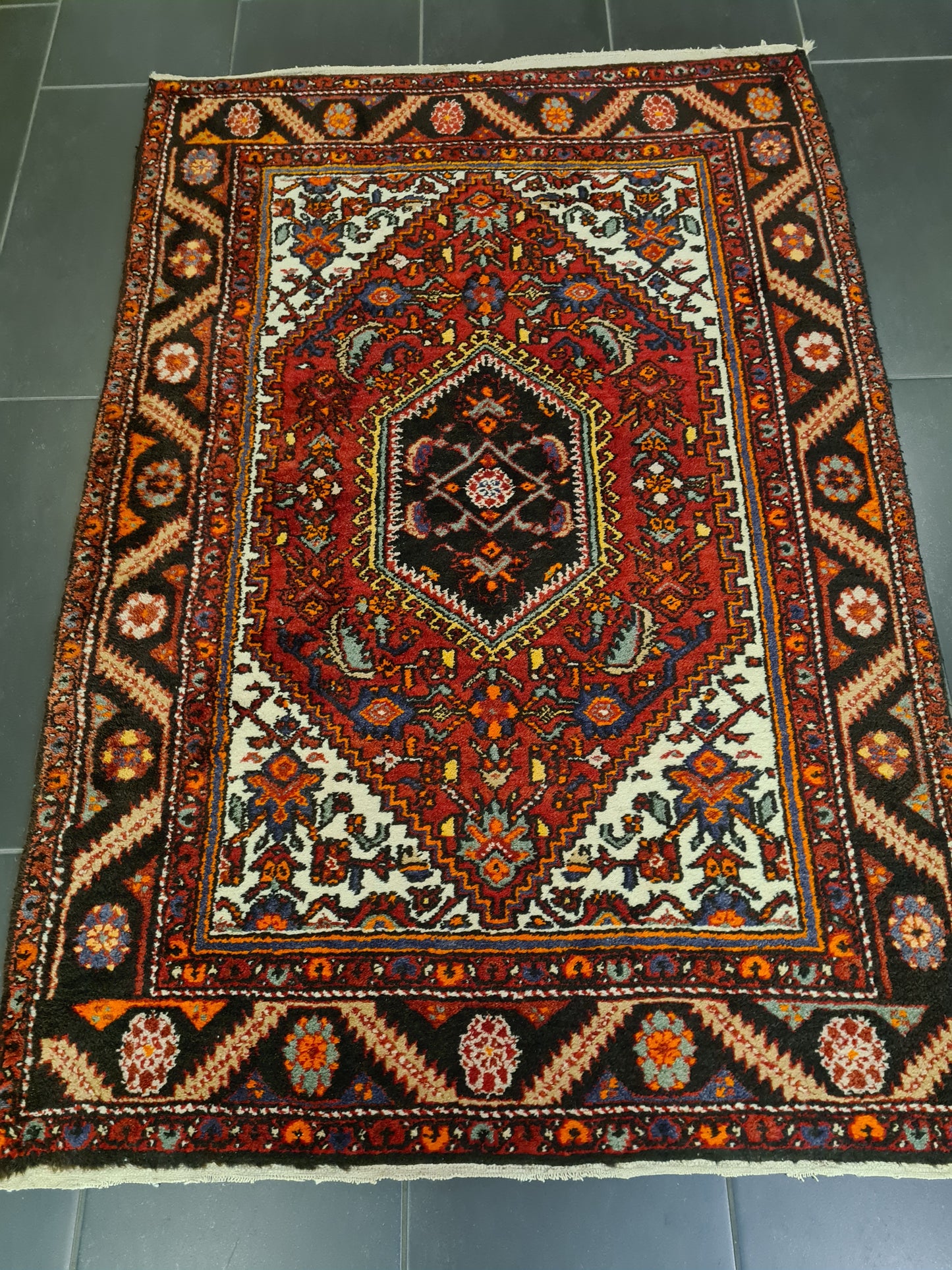 Perserteppich Orientteppich Handgeknüpfter Teppich Keshan antik 154x101cm