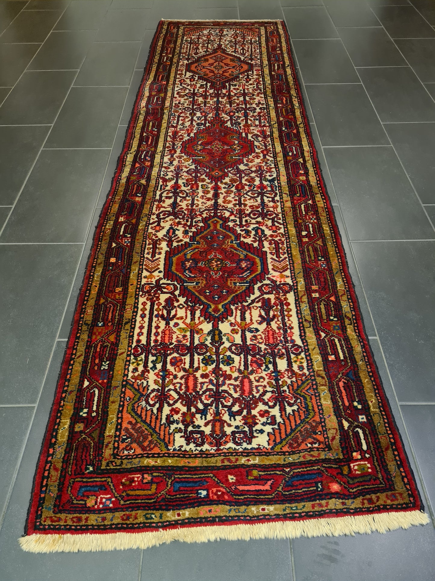 Perserteppich Orientteppich Handgeknüpfter Teppich Malaya Läufer 306x84cm