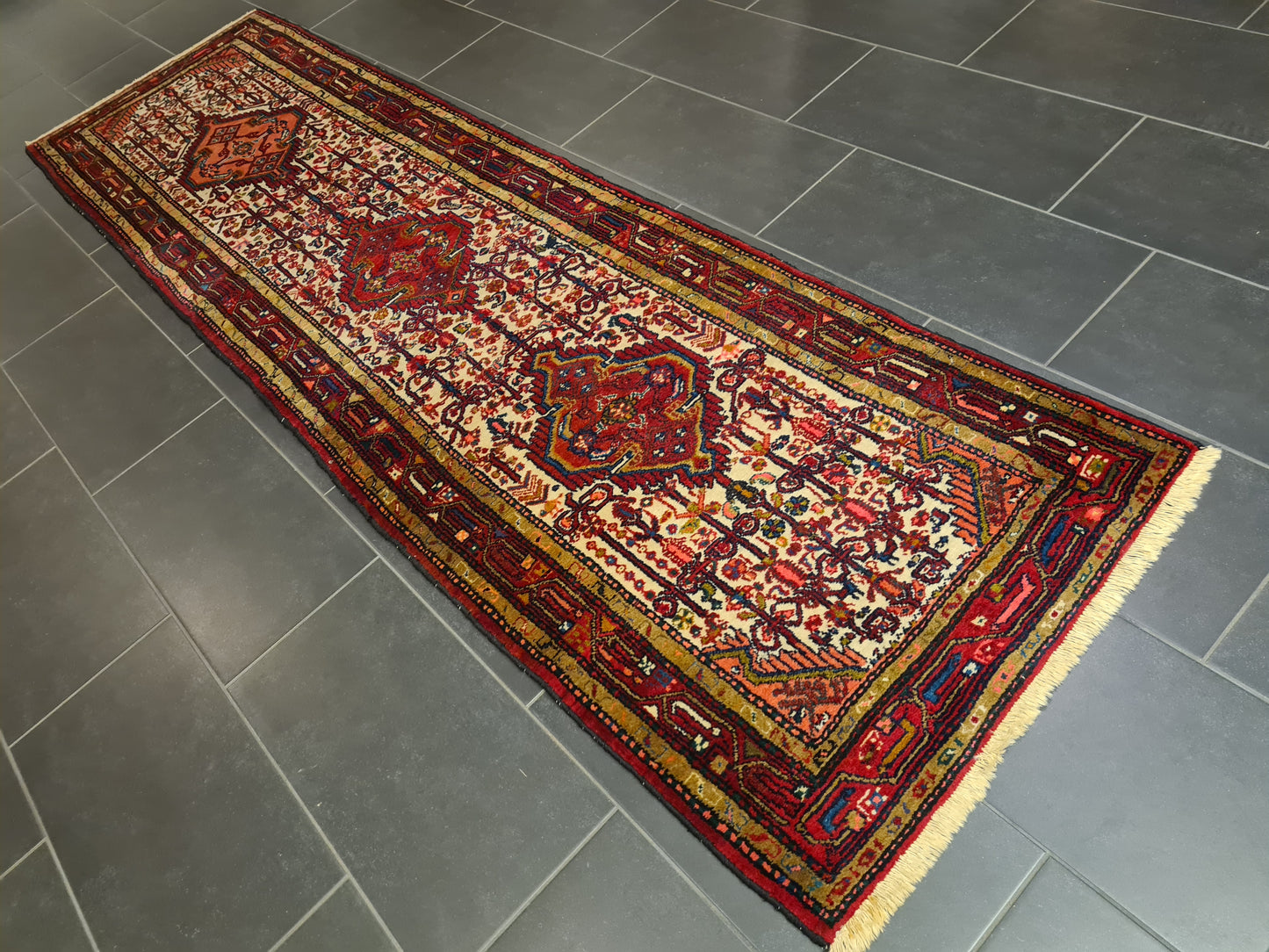 Perserteppich Orientteppich Handgeknüpfter Teppich Malaya Läufer 306x84cm