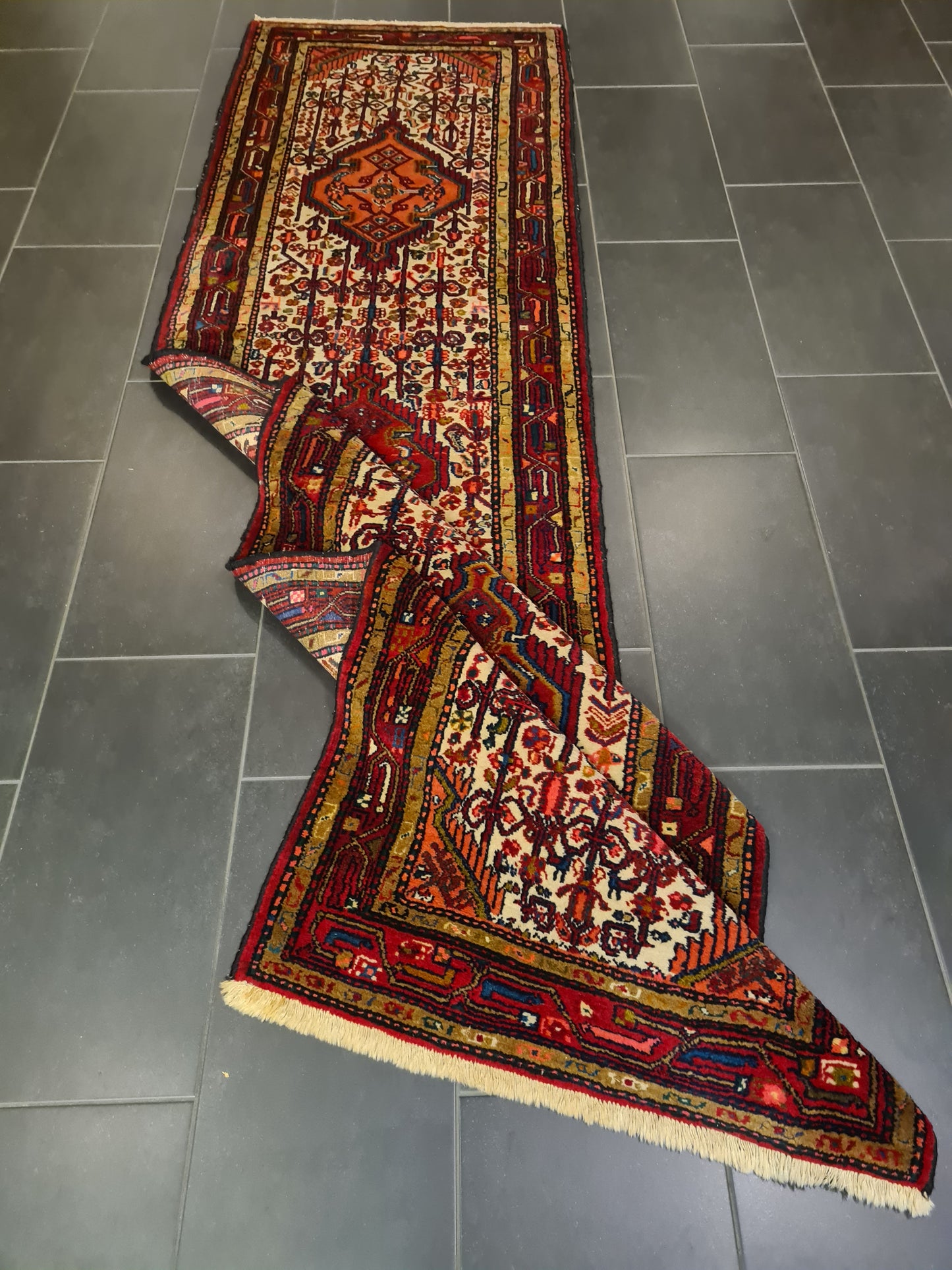 Perserteppich Orientteppich Handgeknüpfter Teppich Malaya Läufer 306x84cm