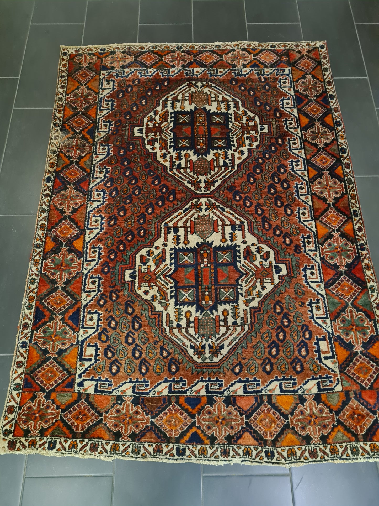 Perserteppich Orientteppich Handgeknüpfter Teppich Afshari antik 200x144cm