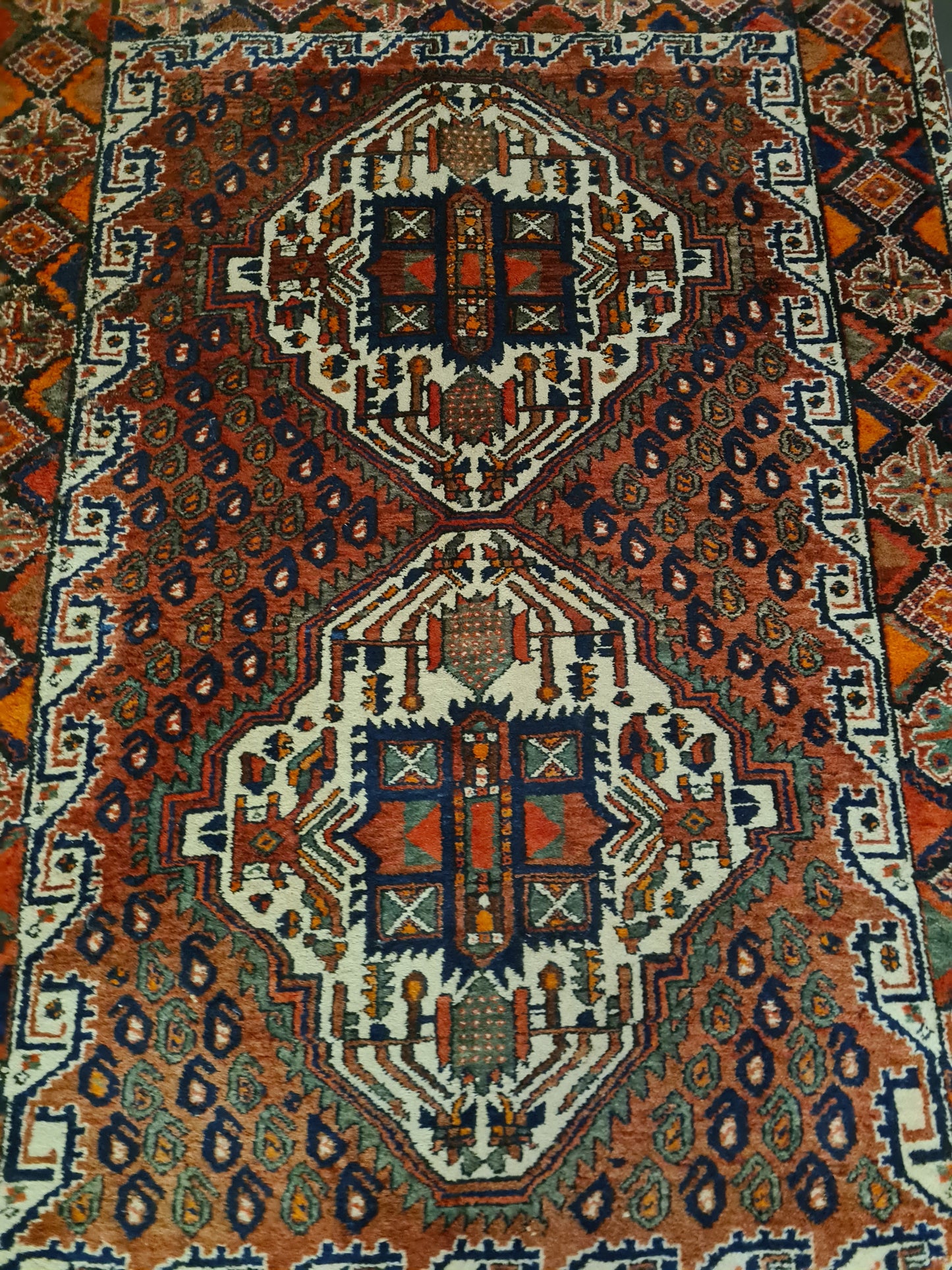 Perserteppich Orientteppich Handgeknüpfter Teppich Afshari antik 200x144cm