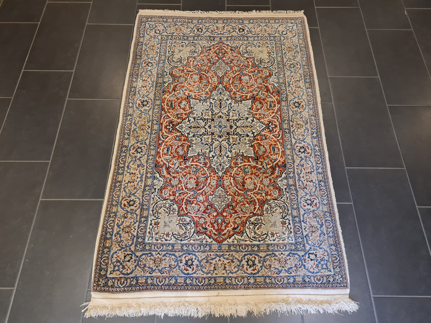 Perserteppich Orientteppich Handgeknüpfter Seiden Teppich Nain 175x115cm