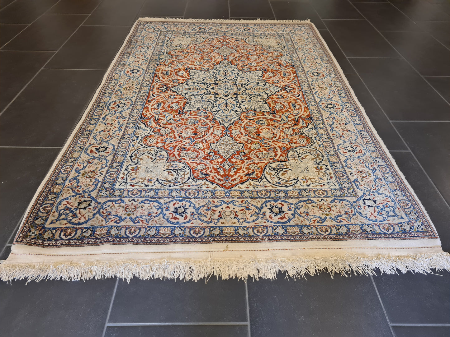 Perserteppich Orientteppich Handgeknüpfter Seiden Teppich Nain 175x115cm