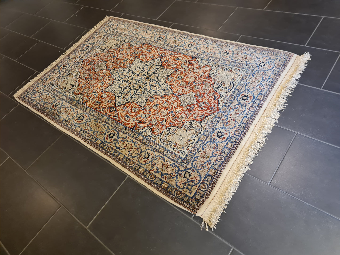 Perserteppich Orientteppich Handgeknüpfter Seiden Teppich Nain 175x115cm