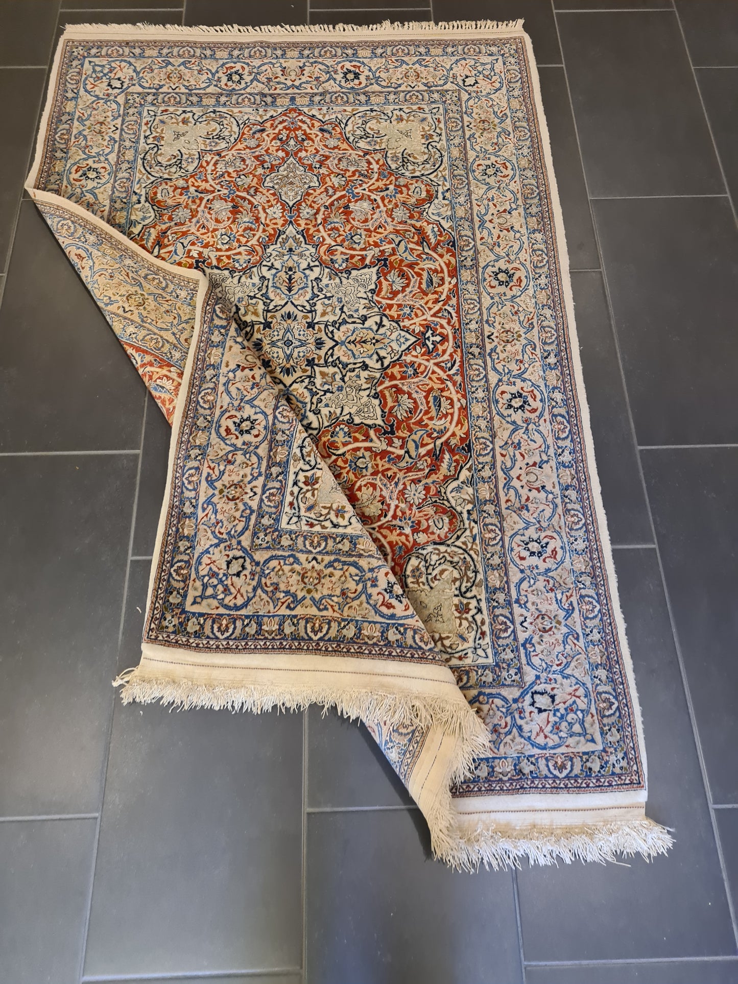 Perserteppich Orientteppich Handgeknüpfter Seiden Teppich Nain 175x115cm