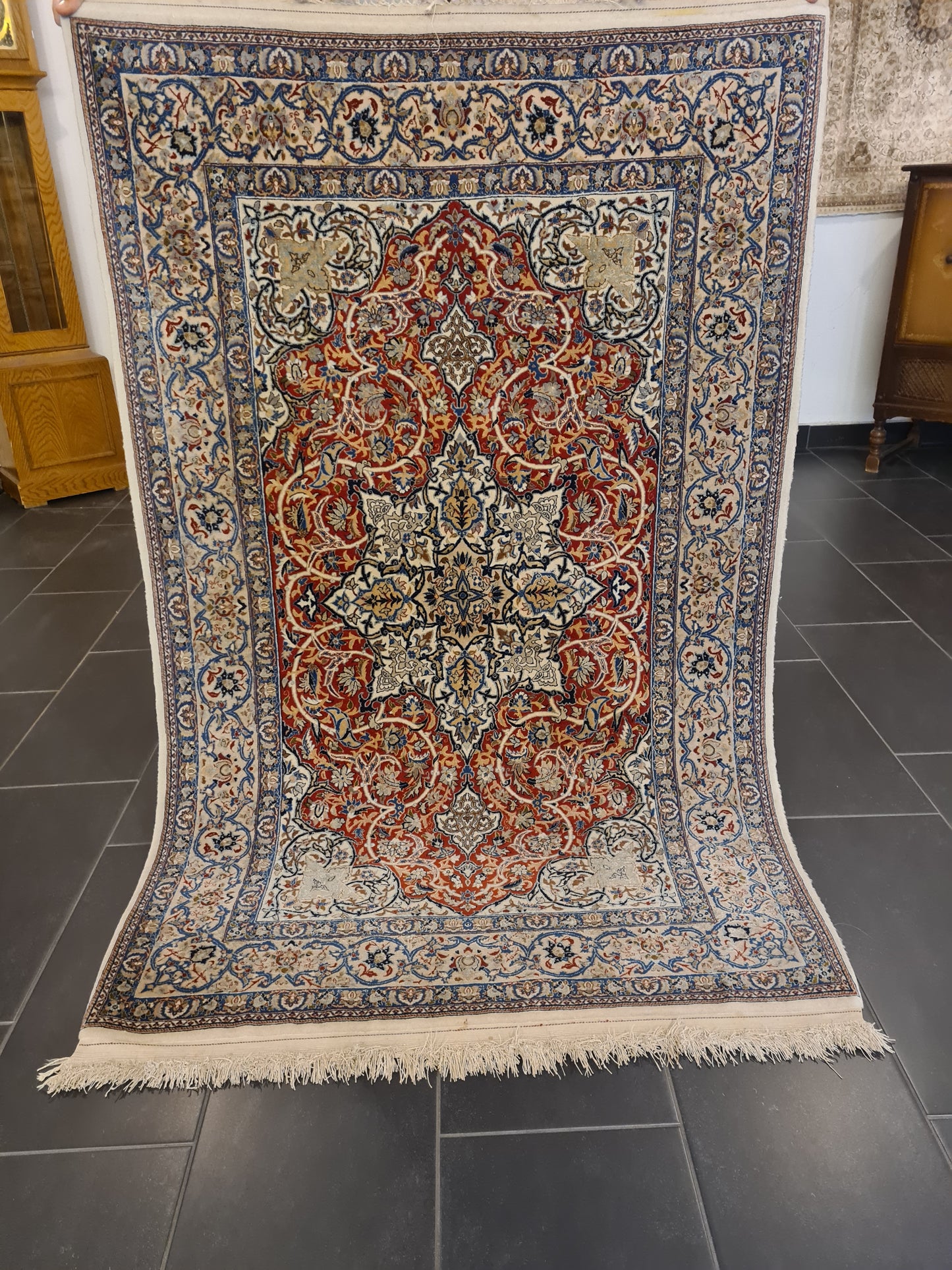 Perserteppich Orientteppich Handgeknüpfter Seiden Teppich Nain 175x115cm