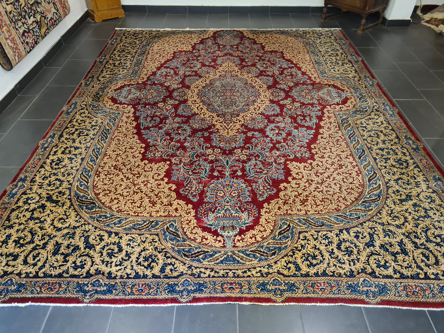 Perserteppich Orientteppich Handgeknüpfter Teppich Laver Kirman 377x300cm