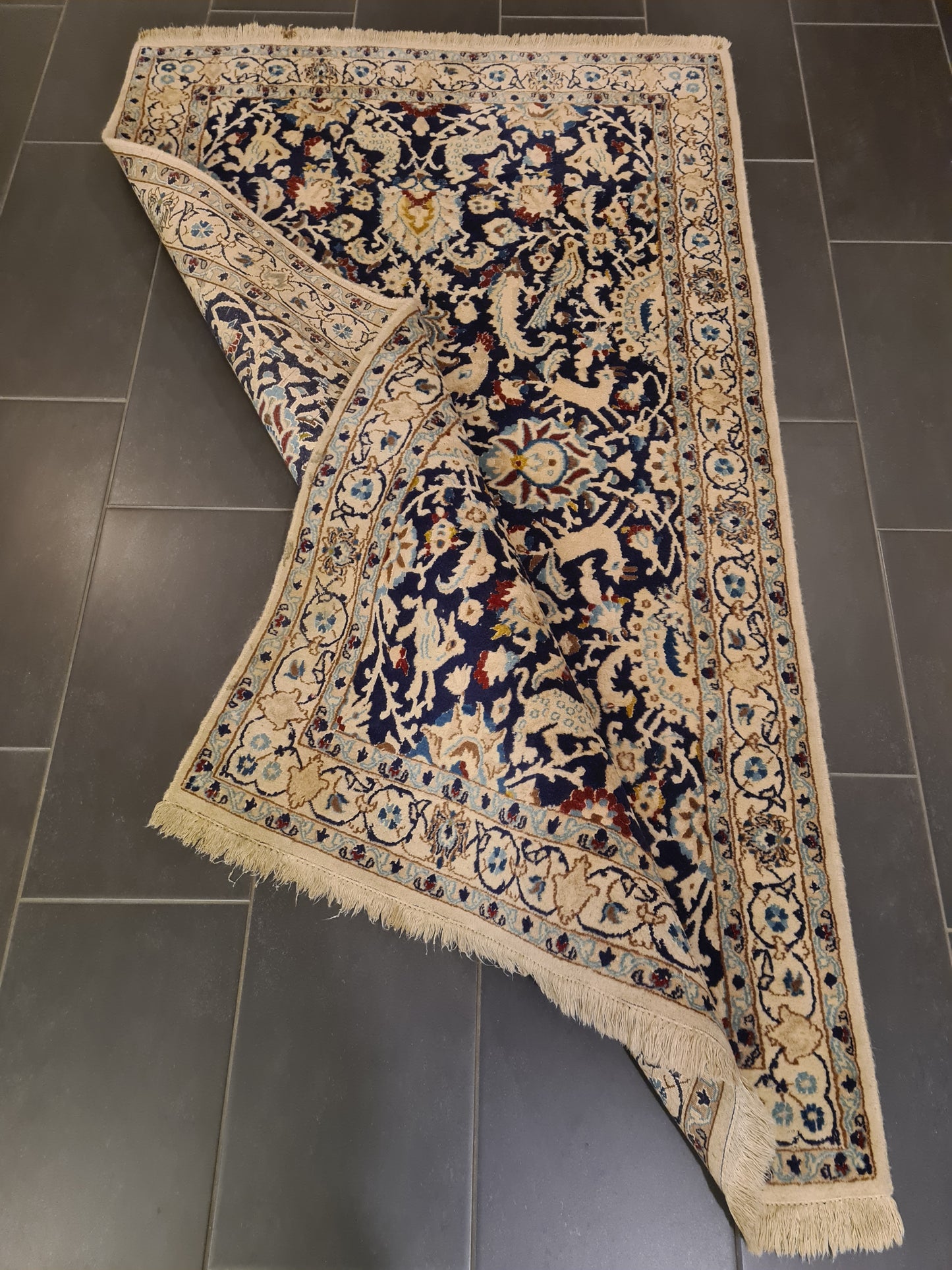 Perserteppich Orientteppich Handgeknüpfter Teppich Nain fein 208x123cm