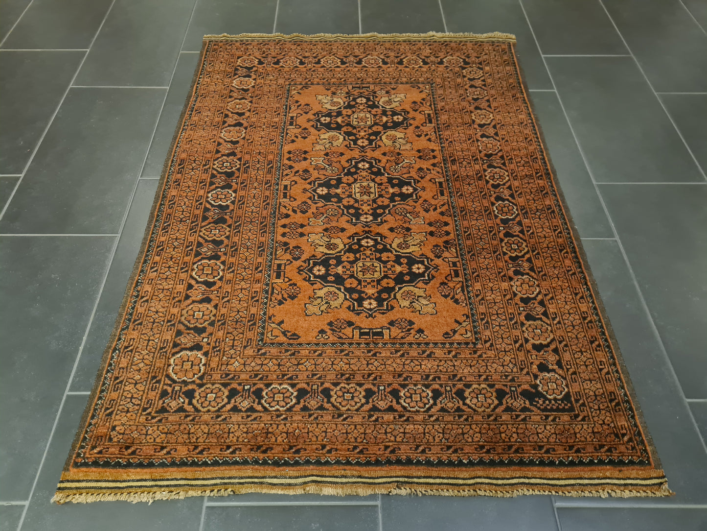 Perserteppich Orientteppich Handgeknüpfter Teppich Afghan art déco 149x107cm