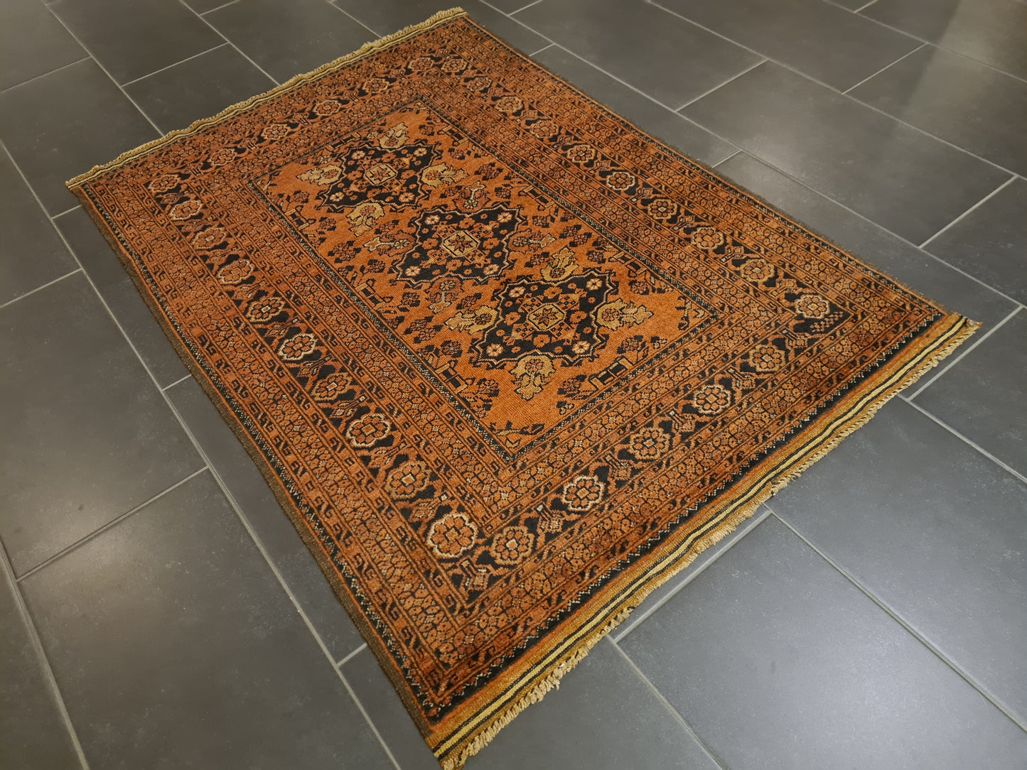 Perserteppich Orientteppich Handgeknüpfter Teppich Afghan art déco 149x107cm