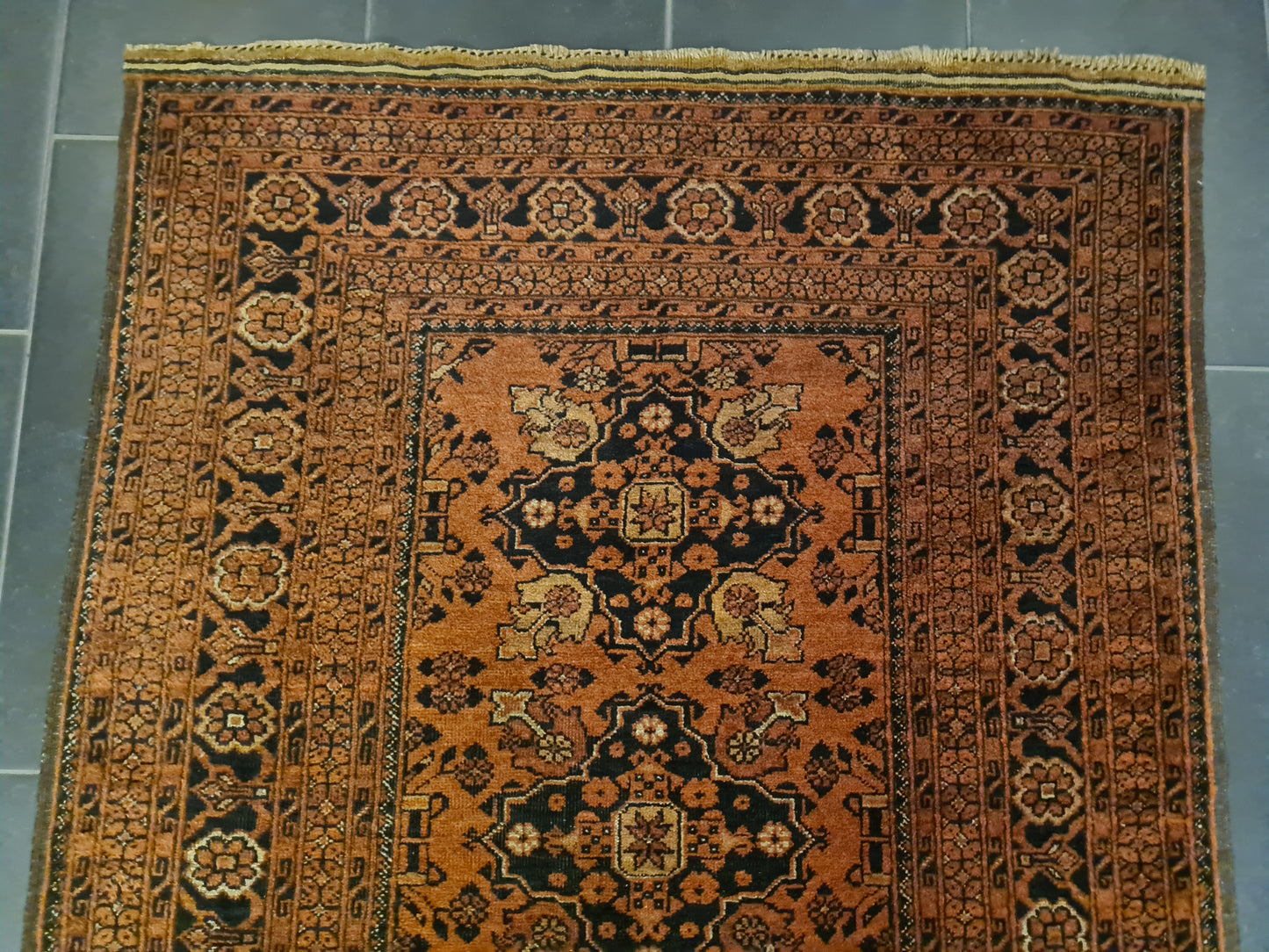 Perserteppich Orientteppich Handgeknüpfter Teppich Afghan art déco 149x107cm