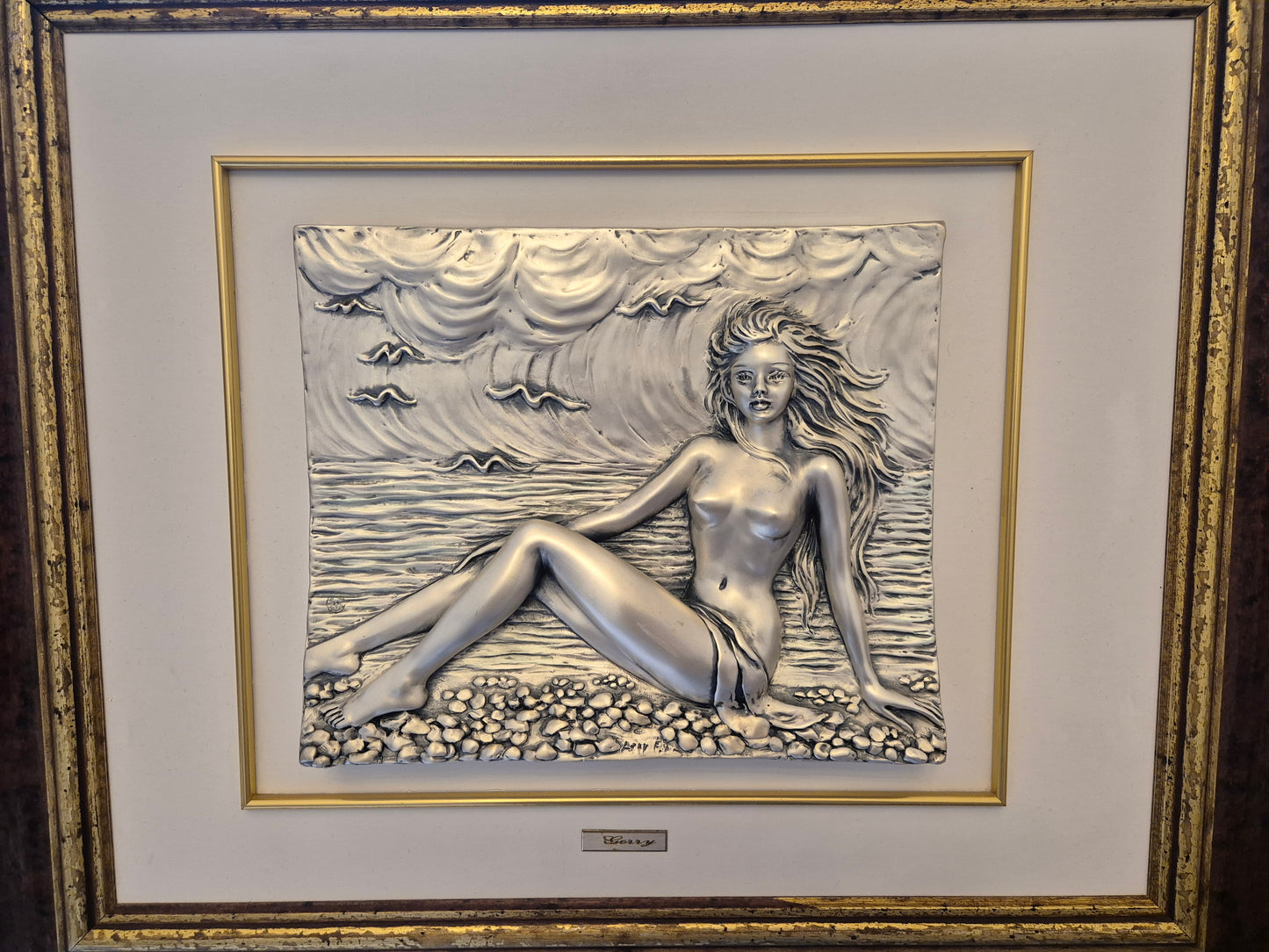 Relief Plakette Akt Frau am Strand 66x57 cm