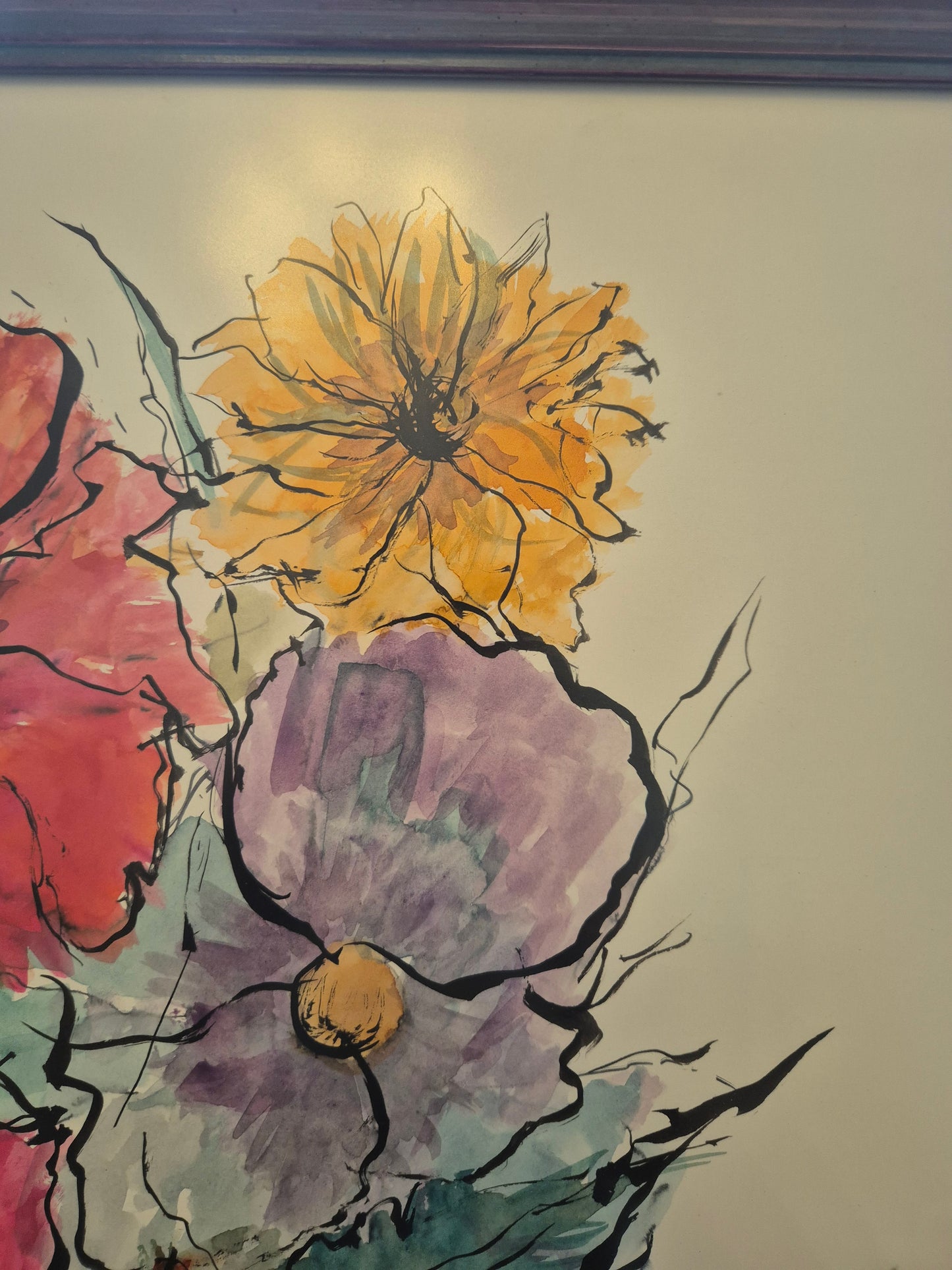 Lithographie Blumen Europäische Schule 1969 51,5x69 cm