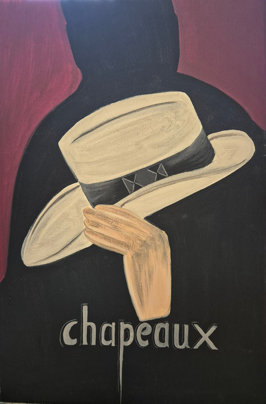 Ölgemälde Frankreich Chapeau Theater Werbetafel Pop Art 40x60cm