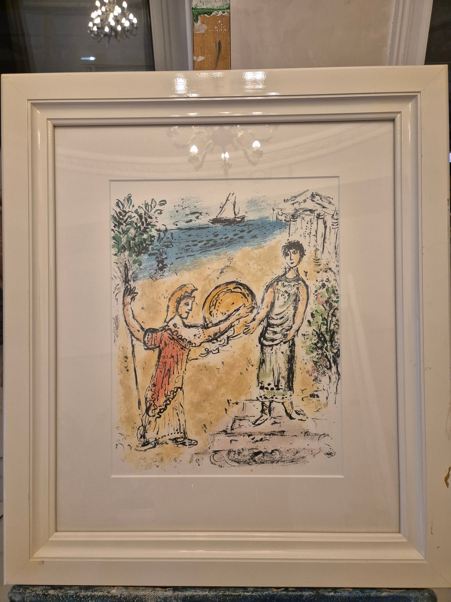 Lithographie Marc Chagall The Odyssey Athene und Telemachos 54,5x62,5 cm