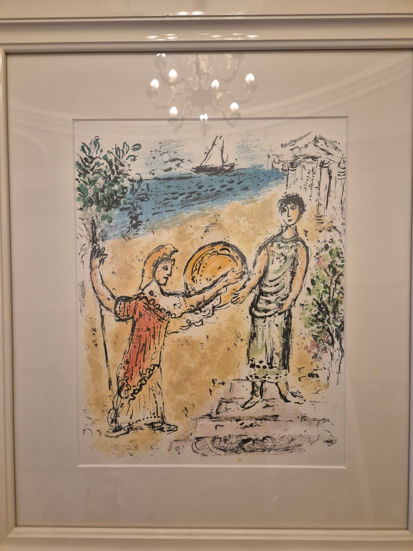 Lithographie Marc Chagall The Odyssey Athene und Telemachos 54,5x62,5 cm