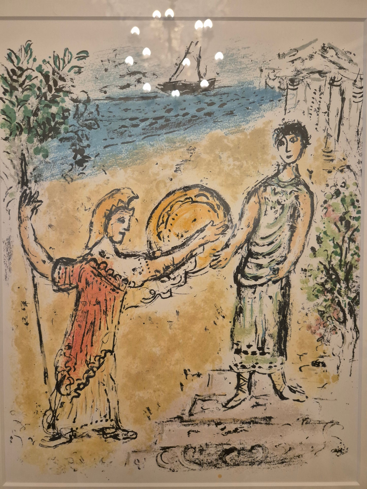 Lithographie Marc Chagall The Odyssey Athene und Telemachos 54,5x62,5 cm