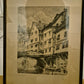 Radierung W. Lindez 1924 Monschau Brücke 28x36 cm