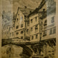 Radierung W. Lindez 1924 Monschau Brücke 28x36 cm