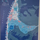 Poster Karte Insel Sylt 47x81 cm hinter Glas gerahmt