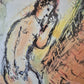 Lithographie Marc Chagall Wehklagen des Odysseus 46x54 cm