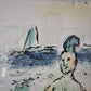 Lithographie Marc Chagall Athene senkt Odysseus in den Schlaf 46x54 cm