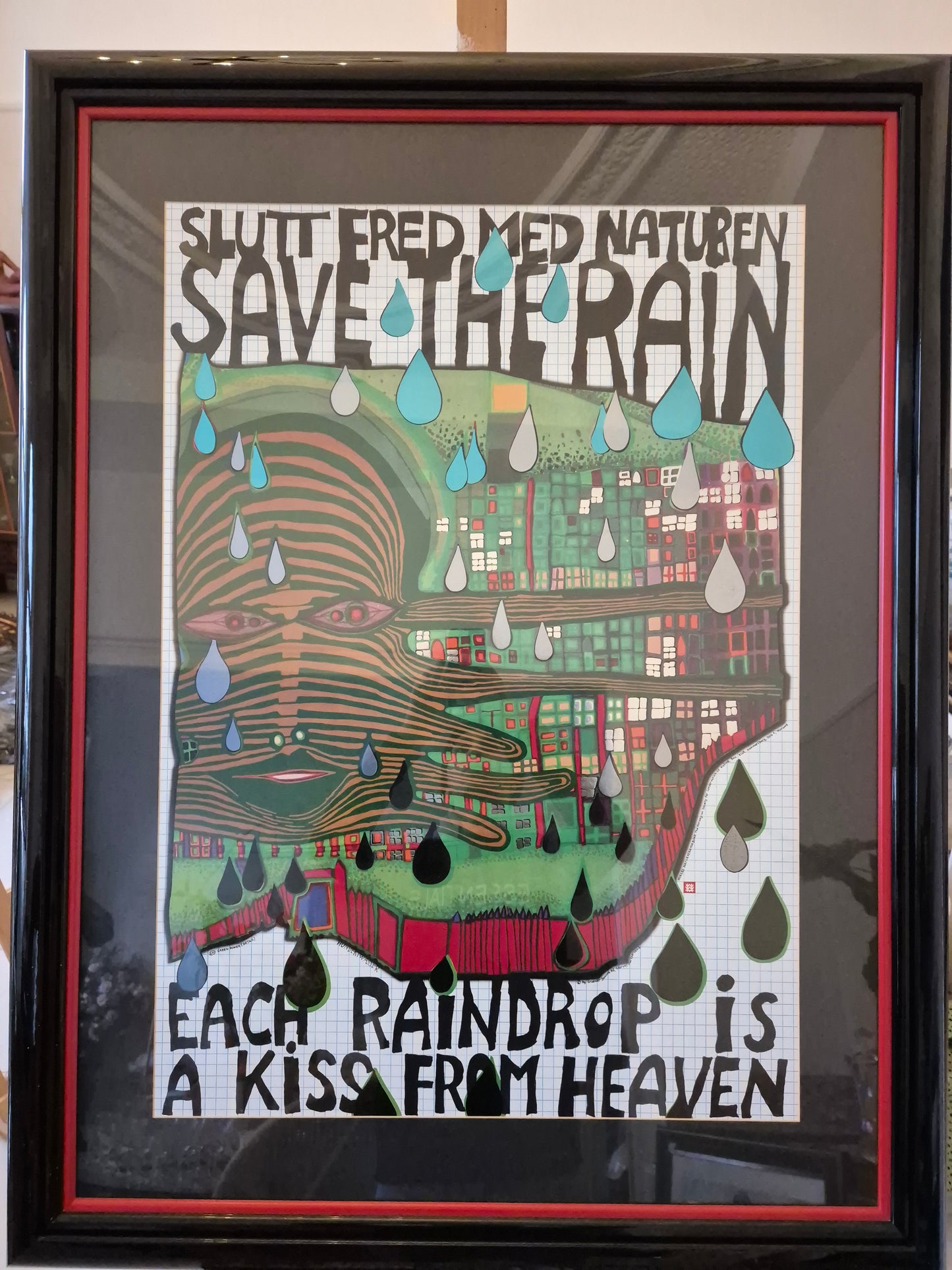 Druckgrafik Hundertwasser 690 Green Power Save the Rain 110x86cm