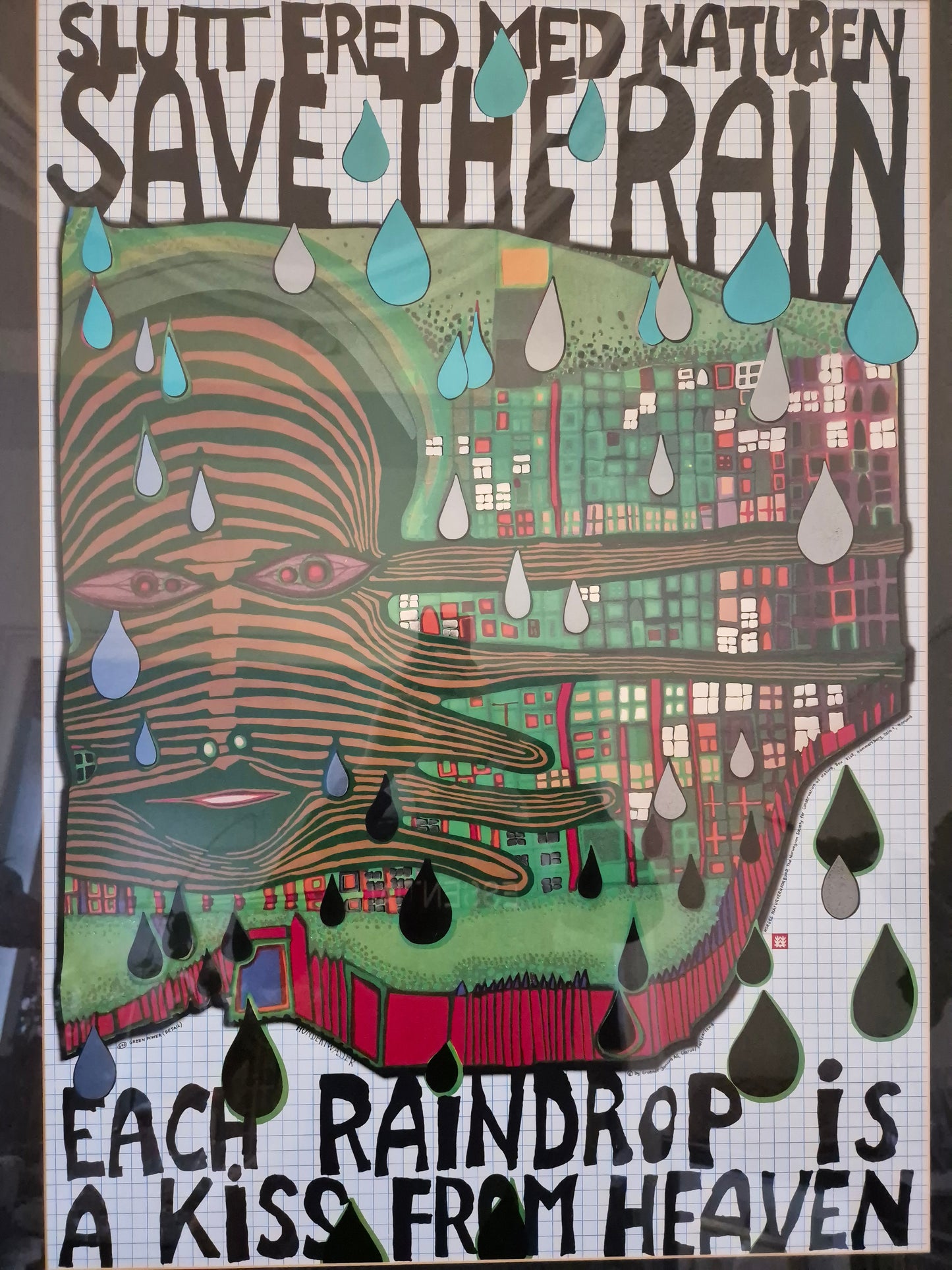 Druckgrafik Hundertwasser 690 Green Power Save the Rain 110x86cm