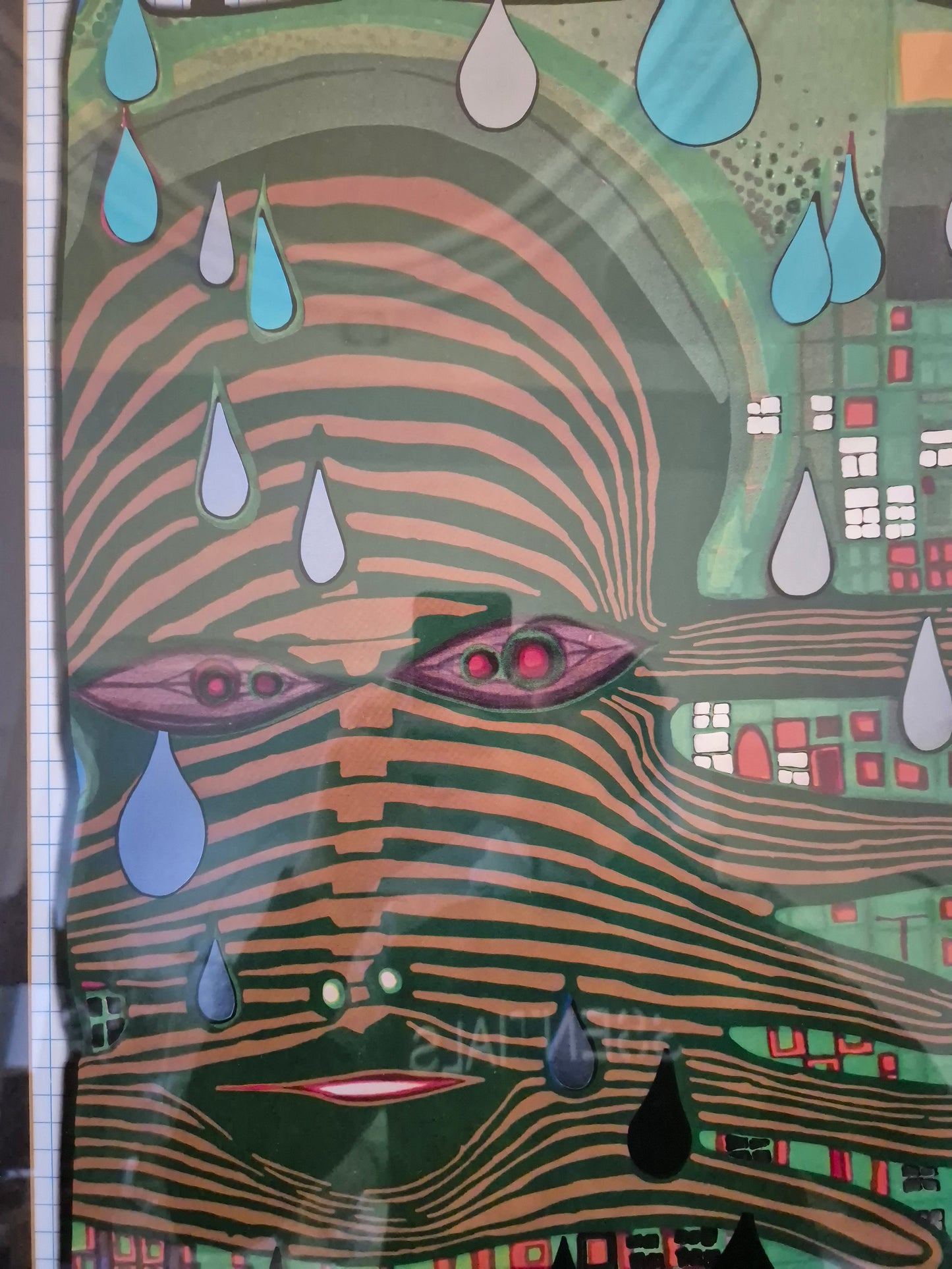 Druckgrafik Hundertwasser 690 Green Power Save the Rain 110x86cm