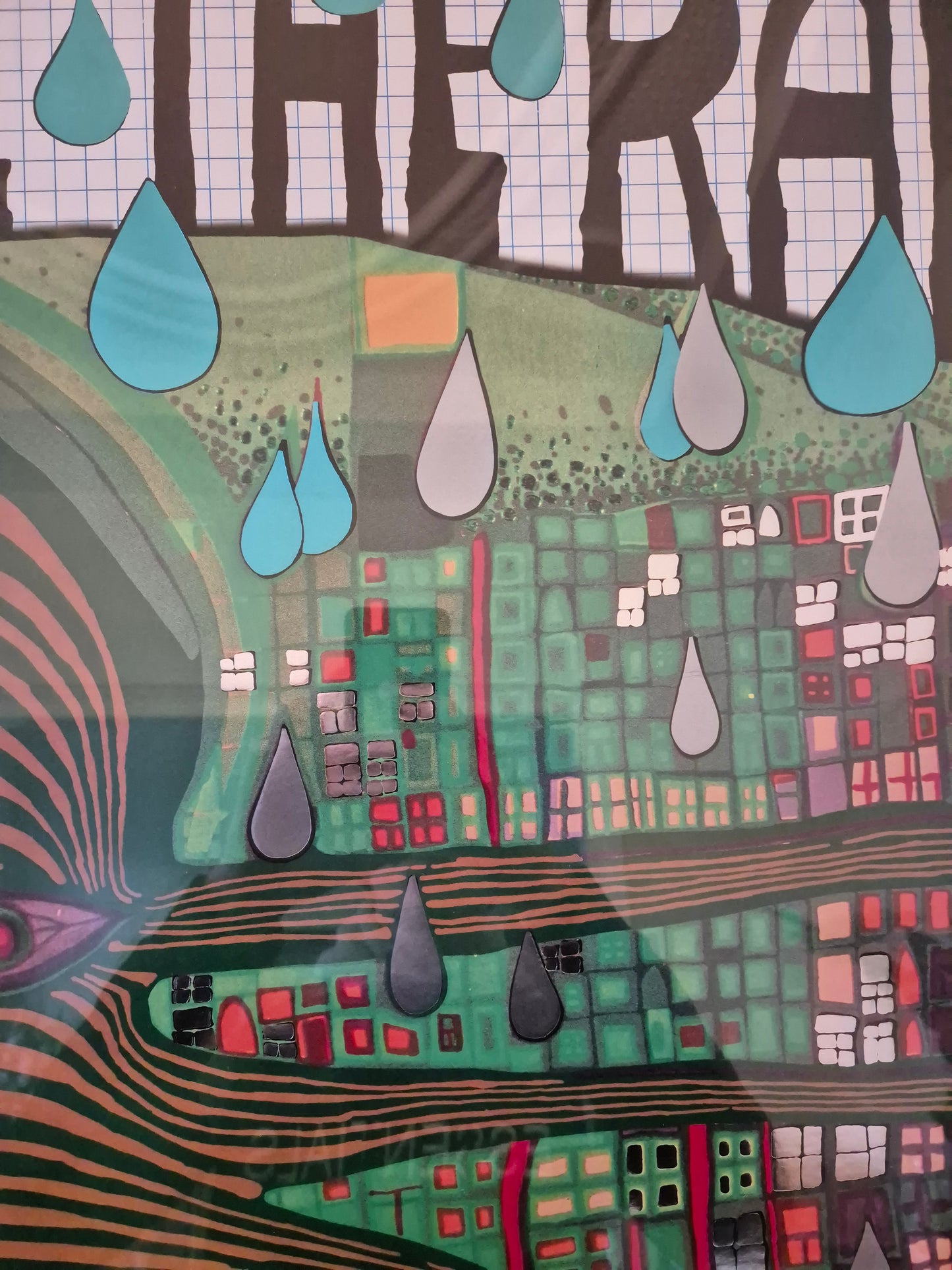 Druckgrafik Hundertwasser 690 Green Power Save the Rain 110x86cm