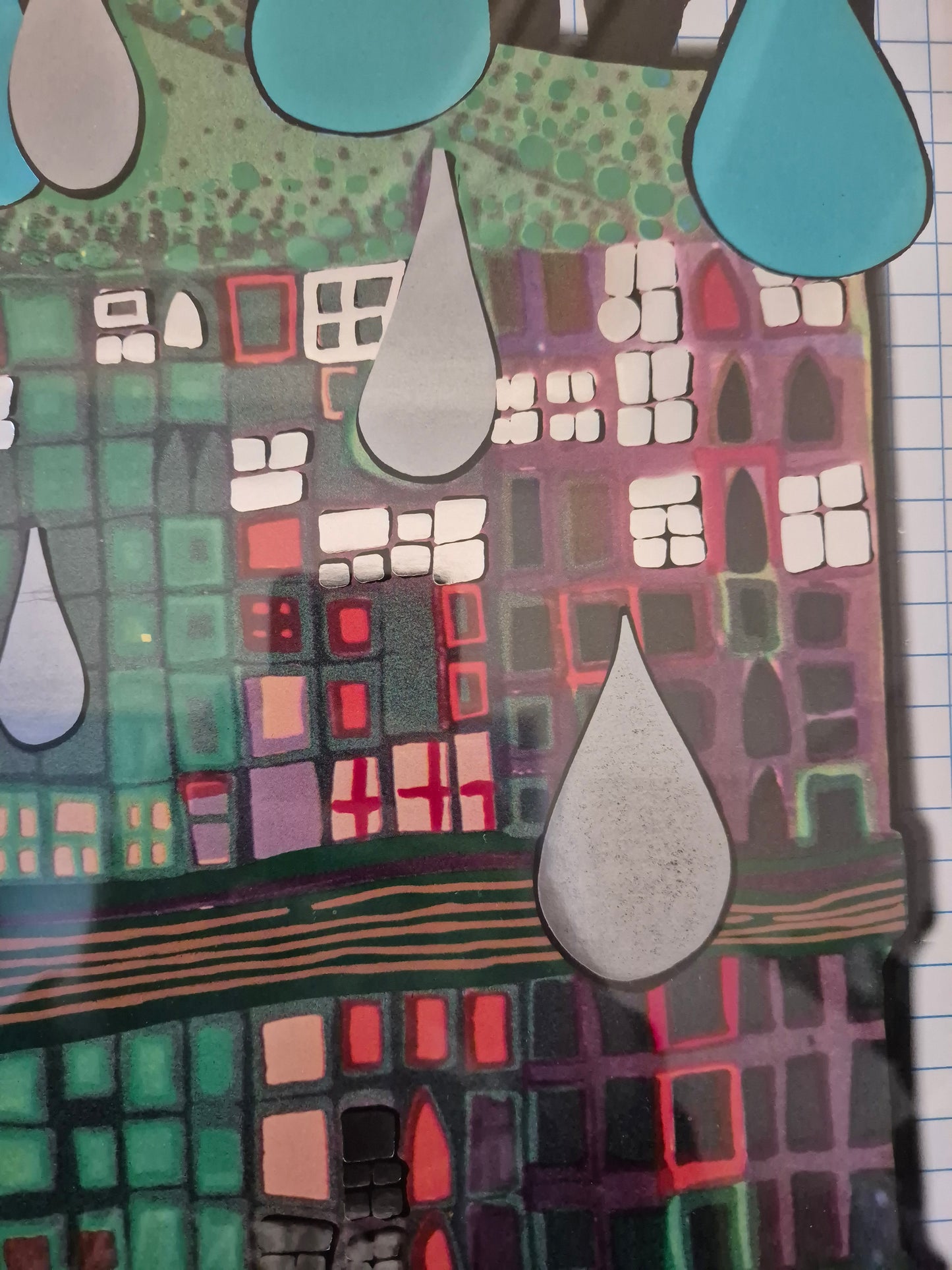 Druckgrafik Hundertwasser 690 Green Power Save the Rain 110x86cm