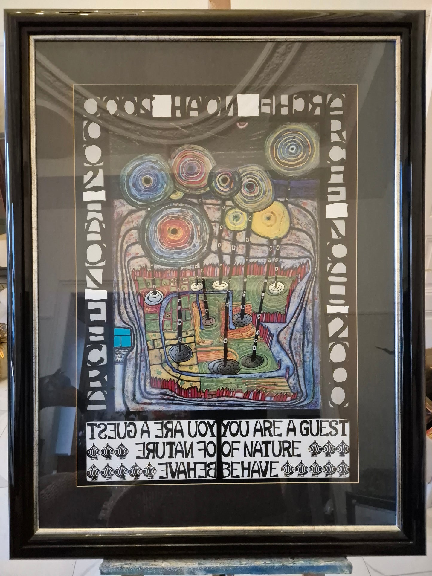 Druckgrafik Hundertwasser You are guest of nature behave 85x111cm