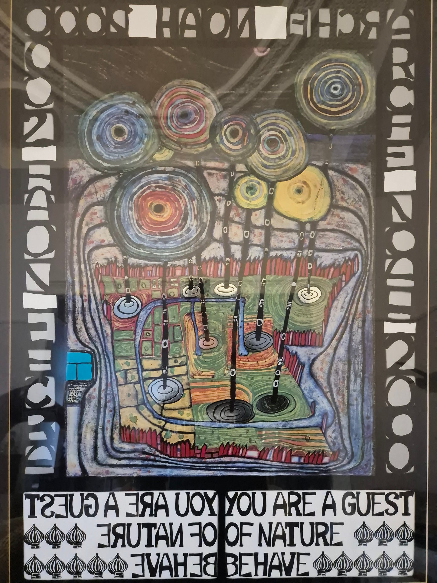 Druckgrafik Hundertwasser You are guest of nature behave 85x111cm