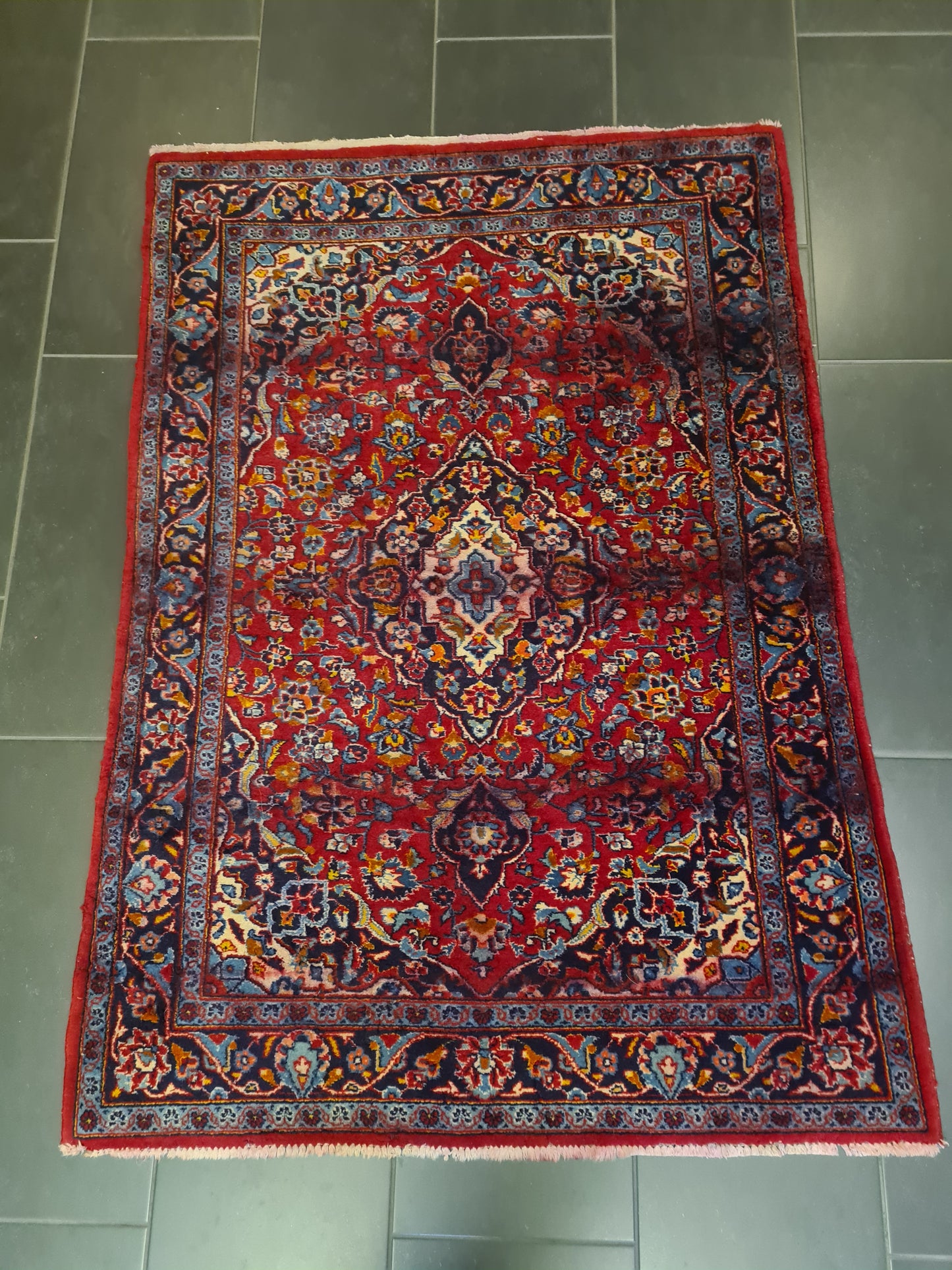 Perserteppich Orientteppich Handgeknüpfter Teppich Keshan antik 151x111cm