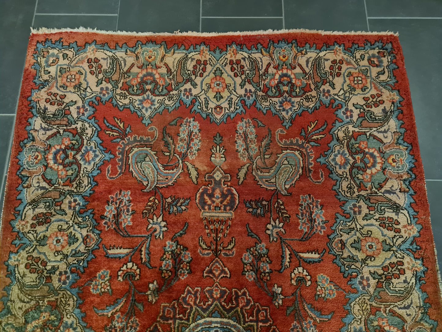 Perserteppich Orientteppich Handgeknüpfter Teppich Keshan antik 209x129cm